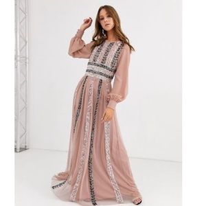 ASOS MAYA dress. Blush sequins long sleeve maxi